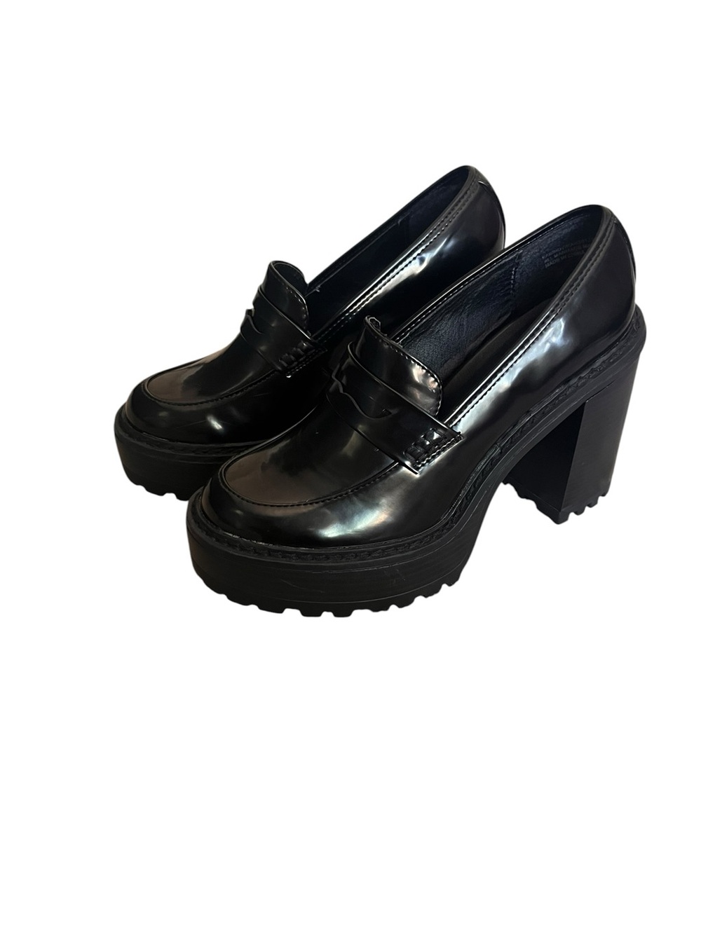 Madden Girl Black Patent Platform Penny Loafers